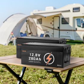 2 Pack 12V 280Ah Deep Cycle LiFePO4 Battery BMS Lithium Iron Phosphate Battery