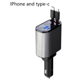Metal Car Charger 100W Super Fast Charging Car Cigarette Lighter USB And TYPE-C Adapter (Option: Apple plus Huawei-100W)