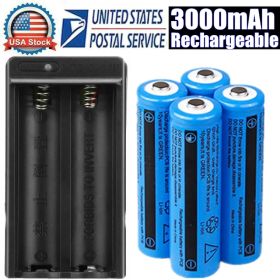 Li-ion Battery&Charger 3000mAh 3.7V Rechargeable Batteries US Plug For Torch Flashlight Free Shipping Via DHL-Ground, Cannot Be Shipped Via USPS With (Option: 4pcs charger)
