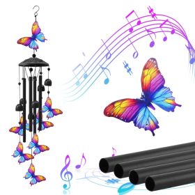 1Pc Butterfly Wind Chimes For Outside Metal Wind Chimes With Aluminum Tubes Deep Soothing Sound Decor For Garden Yard Home Patio Gift For Women Men (Option: Butterfly)