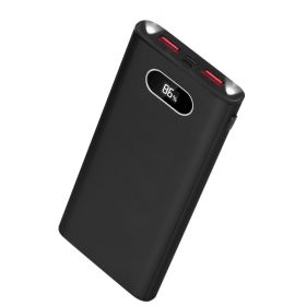 Green-Black-Red Color Options -- 1Pc 20000Mah Power Bank Portable Charger External Battery Pack 22.5W Super Fast Charging With LED Display Flashlight (Option: Black)