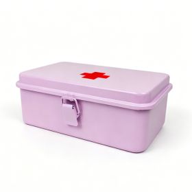 First Aid Box, Emergency Kit, Medical Supply Organizer, Vintage, Buckle Lock (Option: Pink)