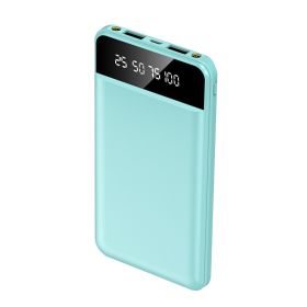 1Pc 10000mAh Power Bank Portable Ultra Slim Charger External Battery Pack With 2 USB Output Ports Charging Cable LED Flashlight Compatible With IOSPho (Option: Blue)