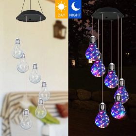 Colorful LED Solar Wind Chimes 21.6inch Light Bulb Shape Mobile Hanging Wind Chime Outdoor Waterproof Decorative Solar Powered Lights For Porch Deck G (Option: 2PCS)
