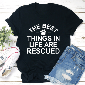 The Best Things In Life Are Rescue T-Shirt (Color: Black Heather, size: S)