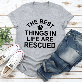 The Best Things In Life Are Rescue T-Shirt (Color: Athletic Heather, size: 3XL)