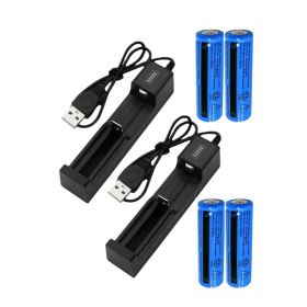 Li-ion Battery&Charger 3000mAh 3.7V Rechargeable Lithium Batteries USB Charger For Torch Flashlight Must Offer A Hazardous Materials Shipping Label Sh (Option: 2pack)